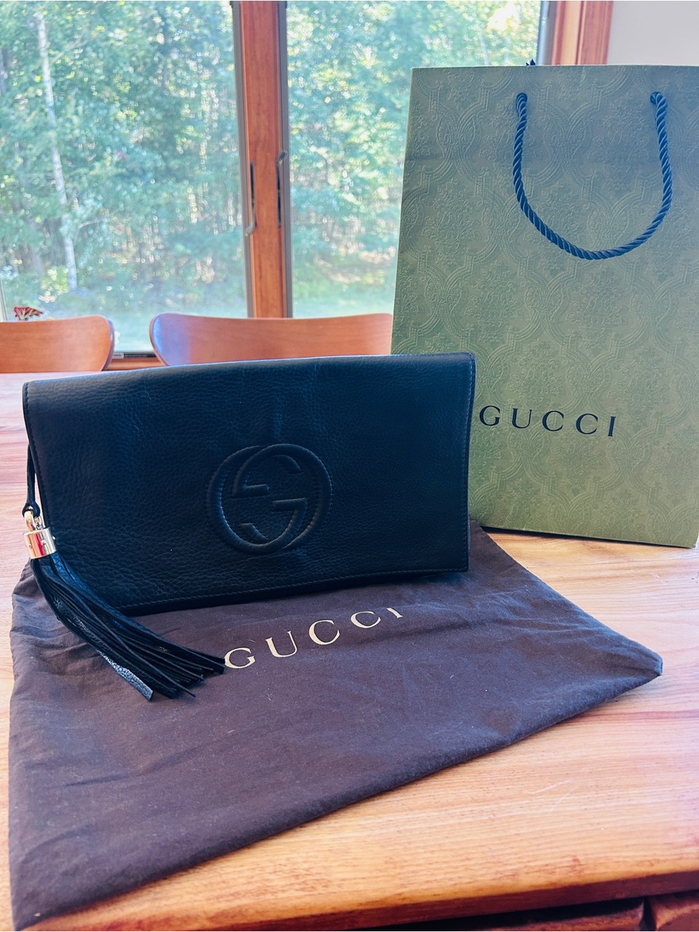 Gucci Soho GG Pebbled Leather Clutch